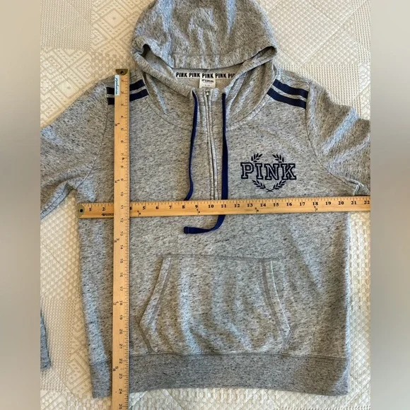 PINK Victoria's Secret ~ Gray and Blue Zip-Up ShirtSweat, Pullover,L/G - Picture 8 of 11